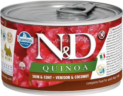 Farmina N&D Quinoa Canned Dog Food, Skin & Coat, Venison & Coconut, 4.9-oz
