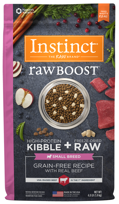 Instinct Raw Boost Grain-Free Dry Dog Food, Small Breed, Beef, 4-lb