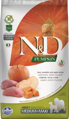 Farmina N&D Pumpkin Dry Dog Food, Boar & Apple, Adult, Medium & Maxi, 26.5-lb