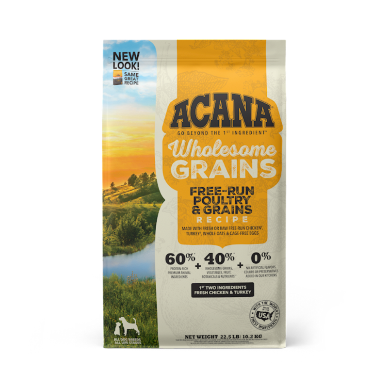 Acana Wholesome Grains Dry Dog Food, Free-Run Poultry, 22.5-lb