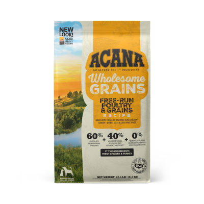 Acana Wholesome Grains Dry Dog Food, Free-Run Poultry, 22.5-lb