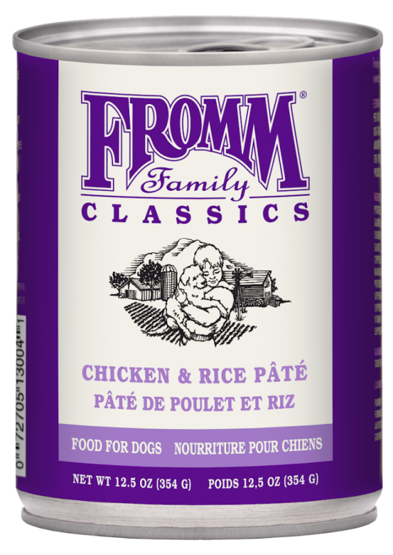 Fromm Classic Canned Dog Food, Chicken & Rice Pate, 12.5-oz