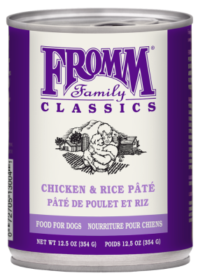 Fromm Classic Canned Dog Food, Chicken & Rice Pate, 12.5-oz