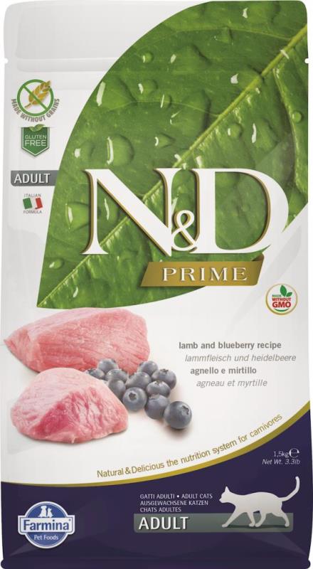 Farmina N&D Prime Dry Cat Food, Lamb & Blueberry, Adult, 11-lb
