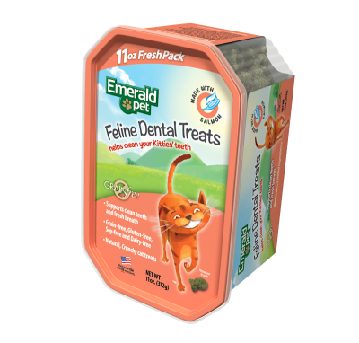 Emerald Pet Feline Dental Treats with Salmon Cat Treats, 11-oz
