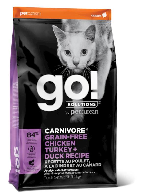 Go! Solutions Carnivore Grain-Free Dry Cat Food, Chicken Turkey & Duck, 8-lb
