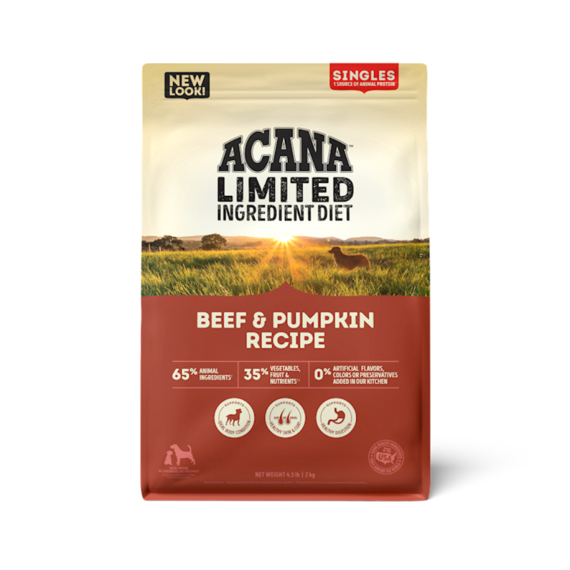 Acana Singles Limited Ingredient Diet Dry Dog Food, Beef & Pumpkin, 4.5-lb