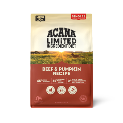 Acana Singles Limited Ingredient Diet Dry Dog Food, Beef & Pumpkin, 4.5-lb