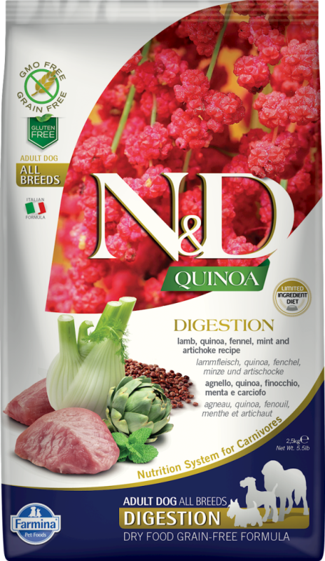 Farmina N&D Quinoa Dry Dog Food, Digestion, Lamb, 5.5-lb