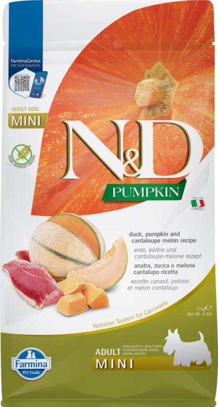 Farmina N&D Pumpkin Dry Dog Food, Duck & Cantaloupe Melon, Adult, Mini, 4.4-lb