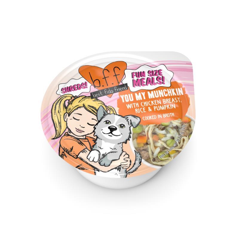 B.F.F. Best Fido Friend Fun Size Meals Wet Dog Food, You My Munchkin, Chicken Rice & Pumpkin, 2.75-oz