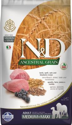 Farmina N&D Ancestral Grain Dry Dog Food, Lamb & Blueberry, Adult, Medium & Maxi, 5.5-lb