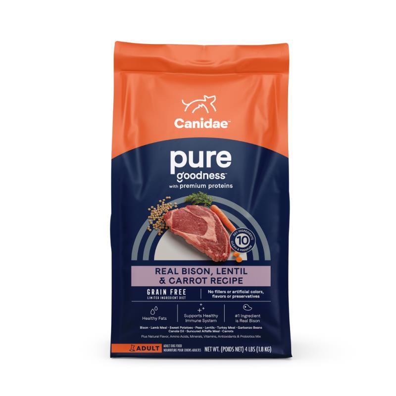 Canidae Pure Grain Free Dry Dog Food, Bison, Lentil & Carrot, 4-lb