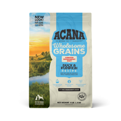Acana Wholesome Grains Dry Dog Food, Limited Ingredient Duck & Pumpkin, 4-lb