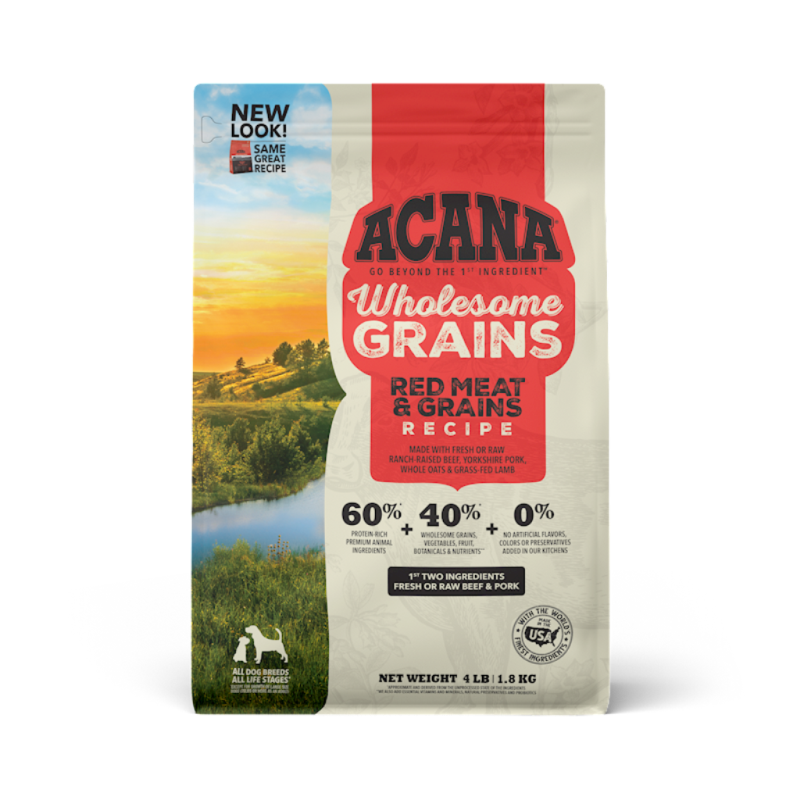 Acana Wholesome Grains Dry Dog Food, Red Meat, 4-lb
