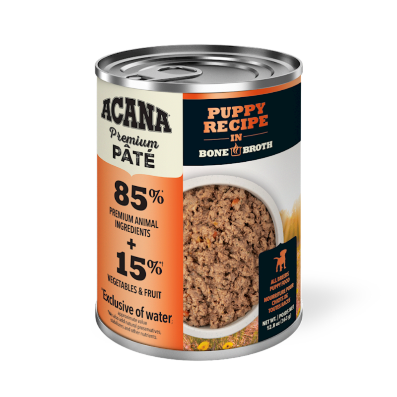 Acana Premium Pate Canned Dog Food, Puppy Recipe in Bone Broth, 12.8-oz