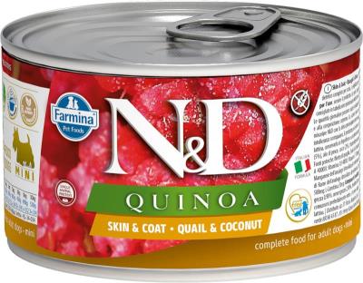 Farmina N&D Quinoa Canned Dog Food, Skin & Coat, Quail & Coconut, 4.9-oz