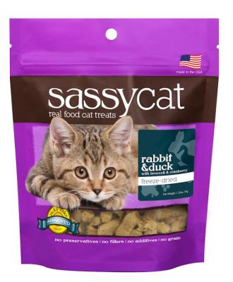 Herbsmith Sassy Cat Rabbit & Duck with Broccoli & Cranberry Freeze-Dried Cat Treats, 1.25-oz